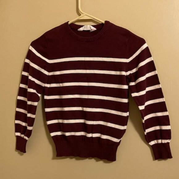 Kids Burgundy and White Striped Sweater - Picture 1 of 4